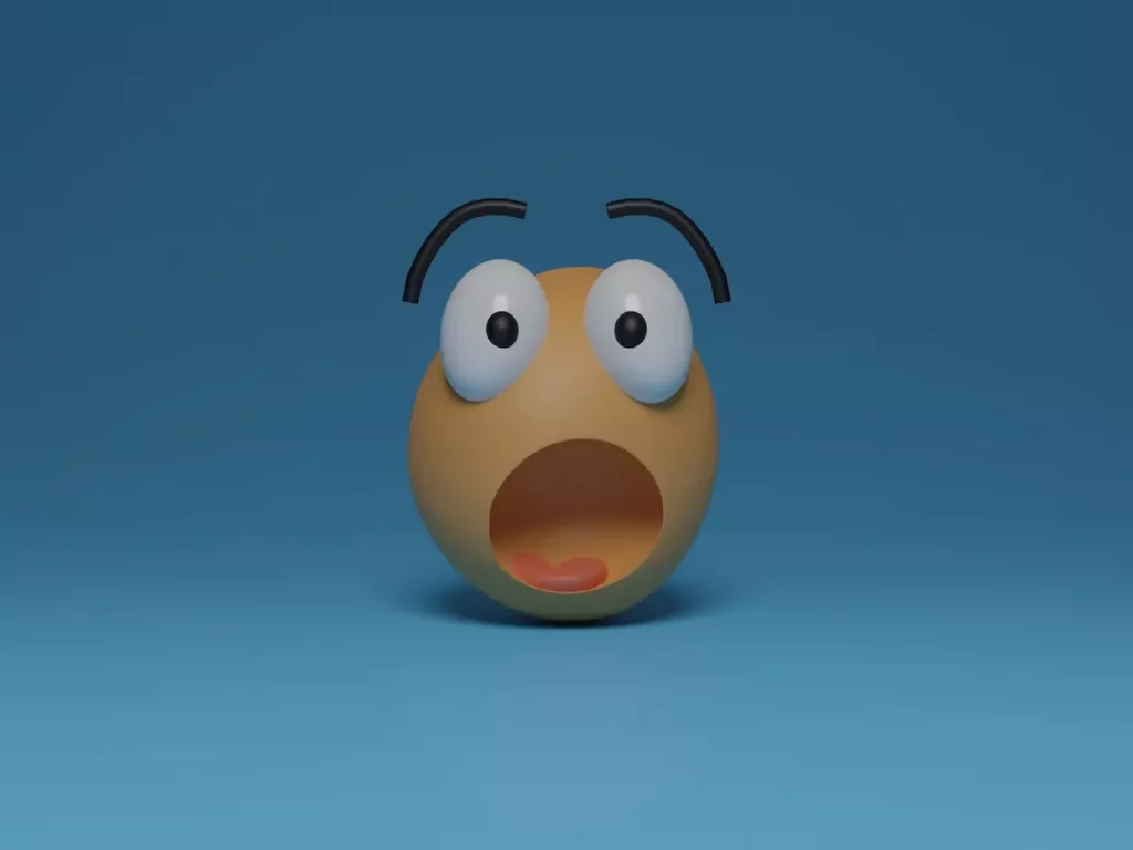 3d animation of a shocked face