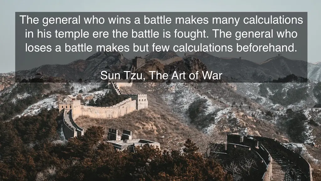 Great Wall of China with overlay of Sun Tzu quote