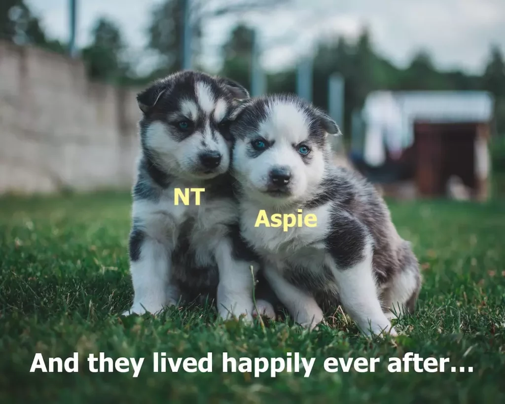 Meme: a pair of huskies - and they lived happily ever after...