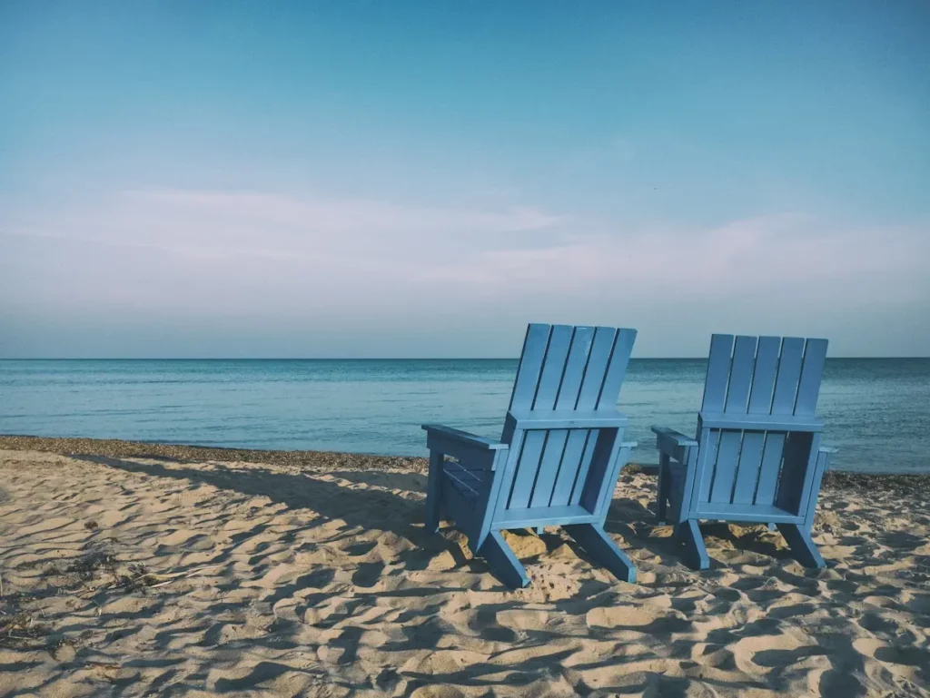 early retirement, 2 chairs on the beach