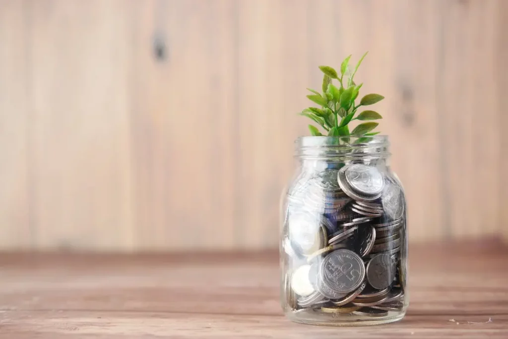 saving coins in a jar