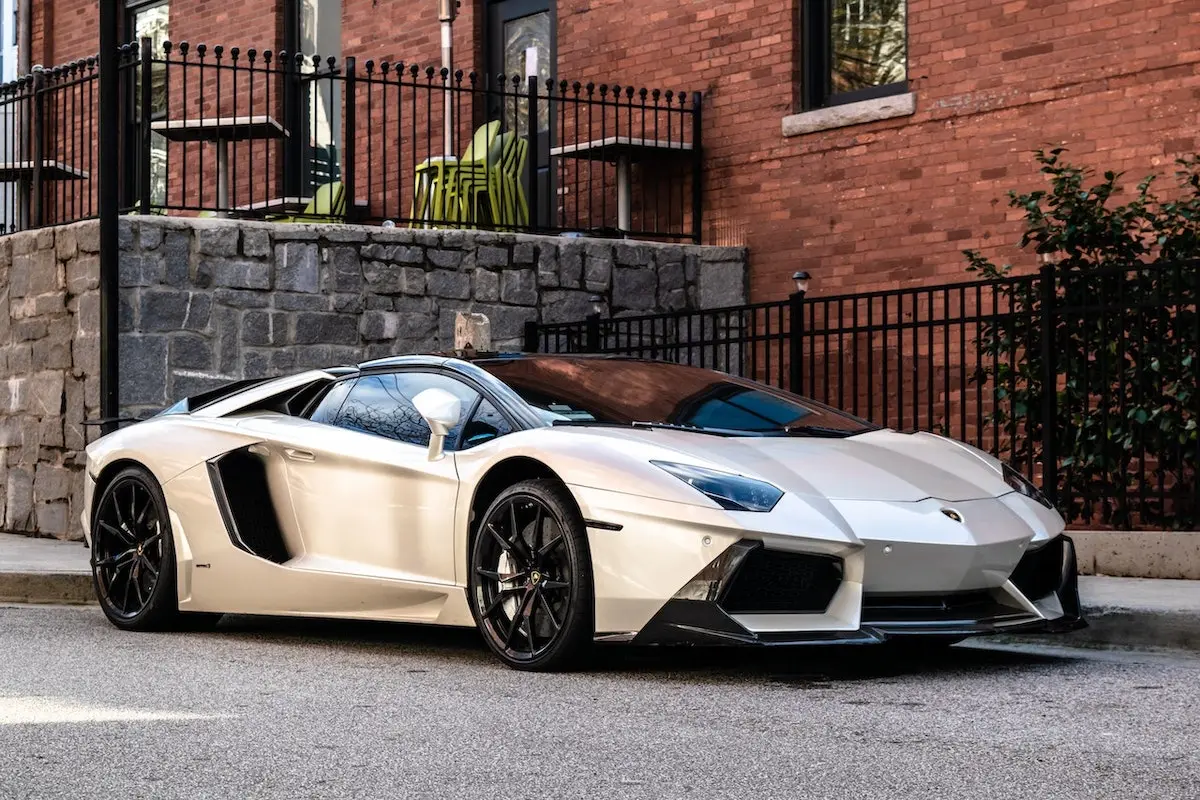Image of a white Lamborghini.