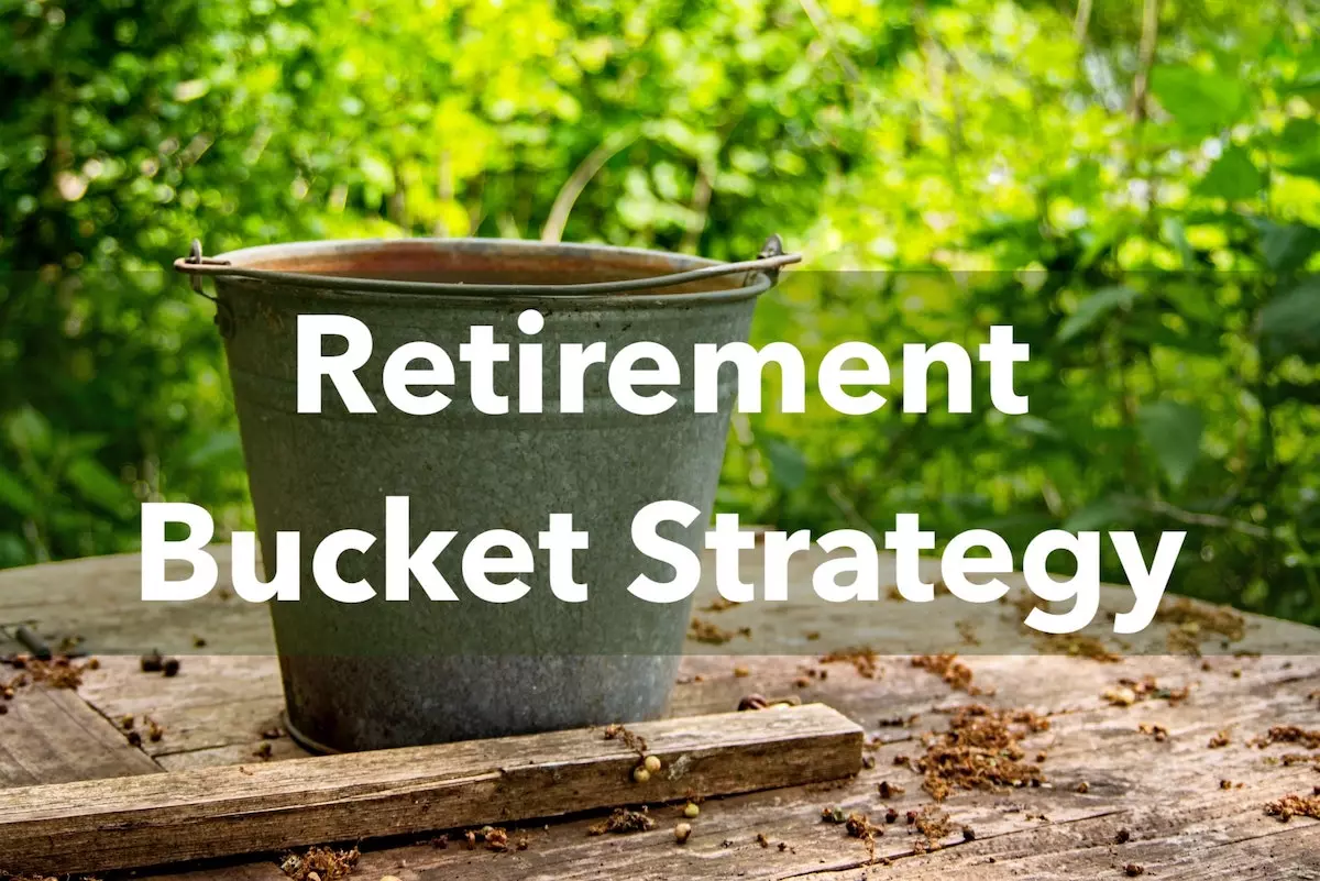 Image of a bucket out in the woods with quote: retirement bucket strategy.