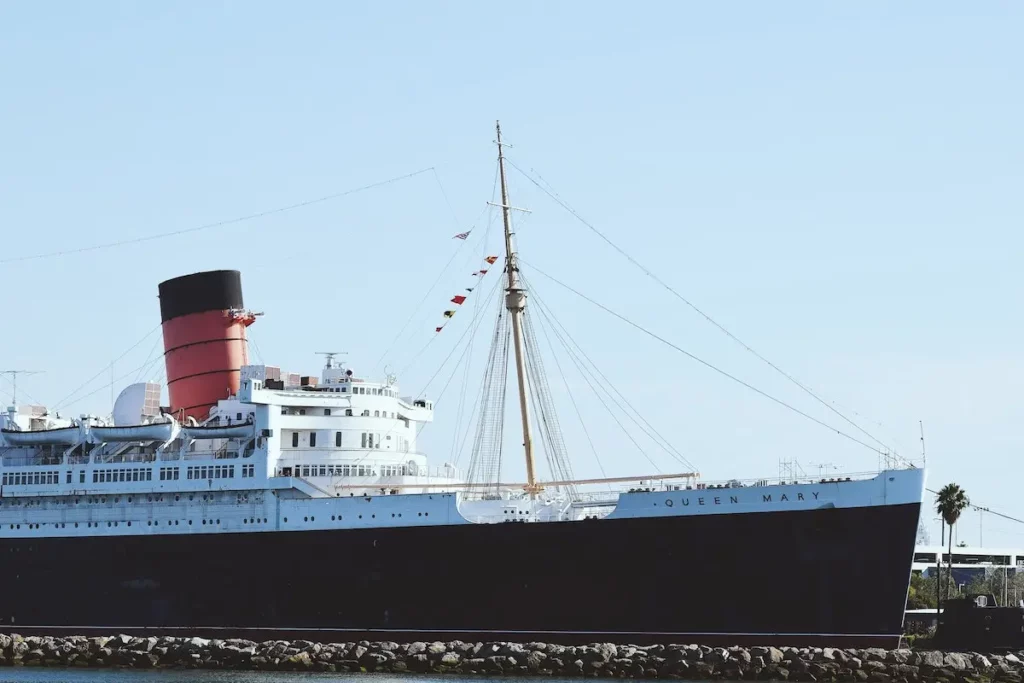 Image of the Queen Mary docked at Long Beach