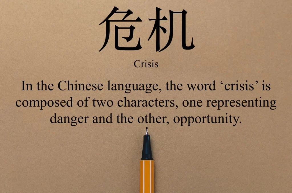 In the Chinese language, the word "crisis" is composed of two characters, one representing danger and the other, opportunity.