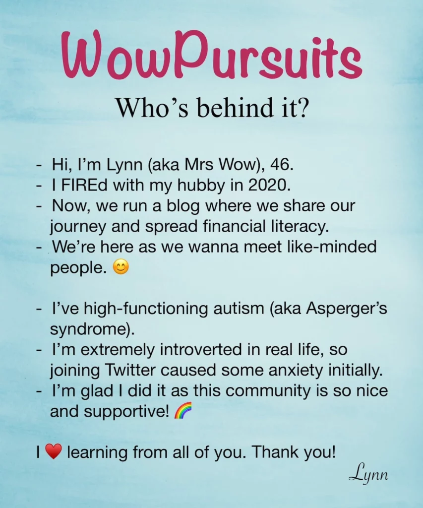 Mrs Wow's self-introduction on Twitter